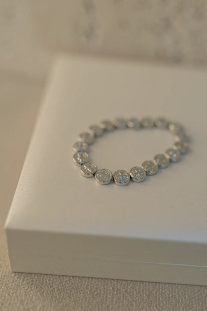 Pulseira de São Bento Ródio Branco