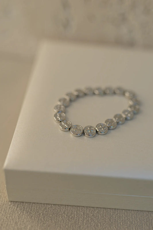 Pulseira de São Bento Ródio Branco