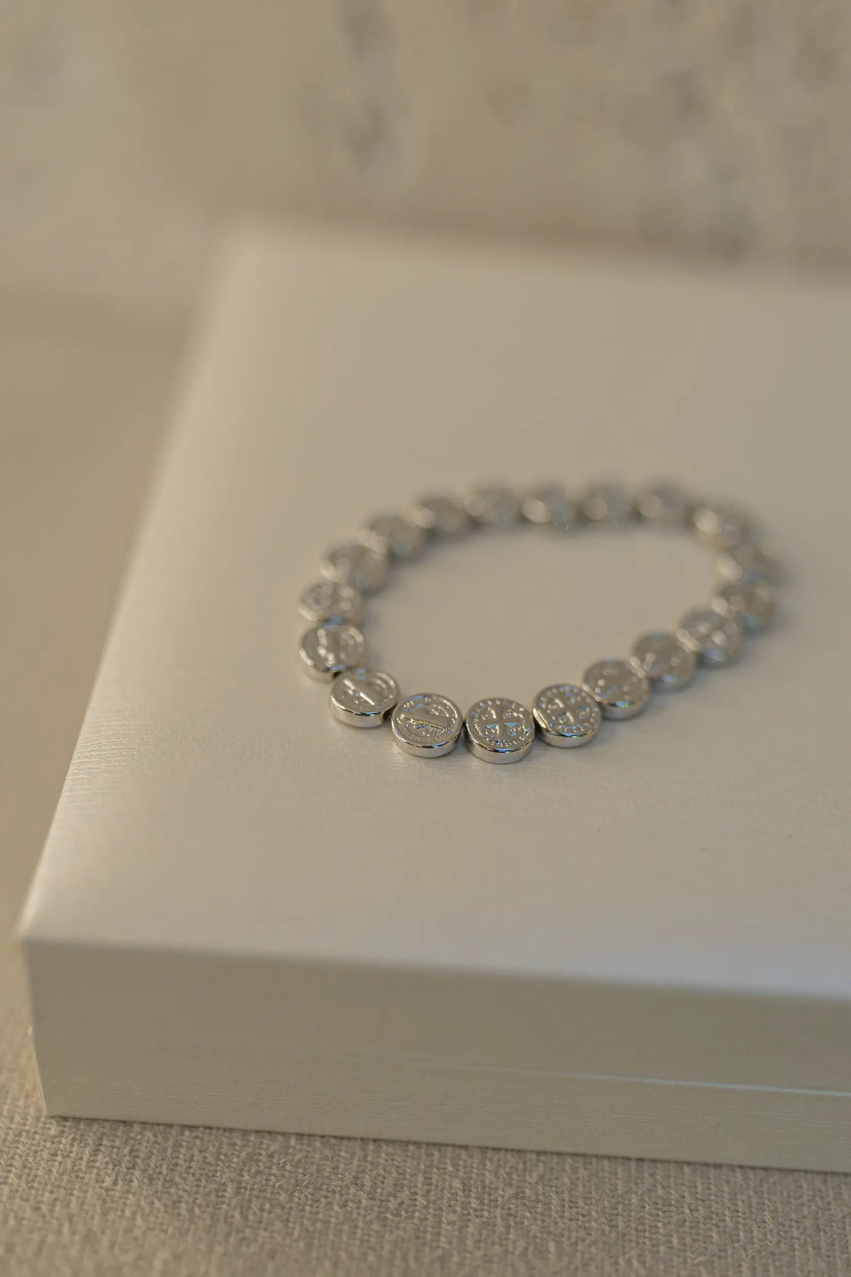 Pulseira de São Bento Ródio Branco