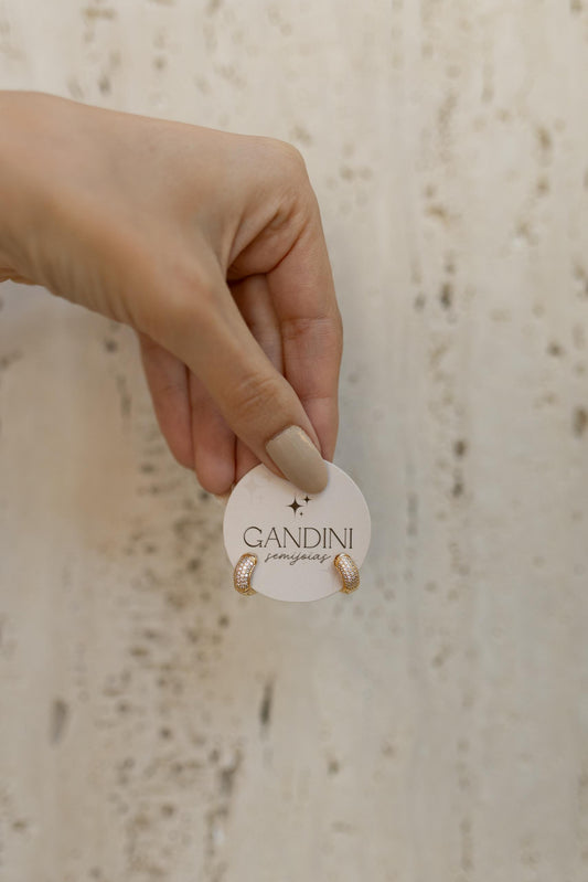 Brinco Argola 5 Fileiras Cravejadas Dourado