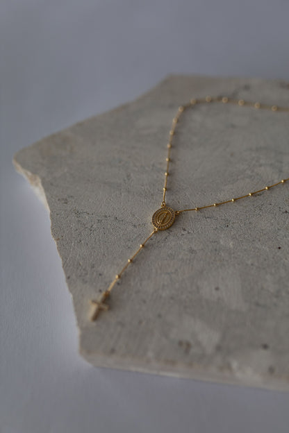 Colar Terço Nossa Senhora de Fátima Dourado