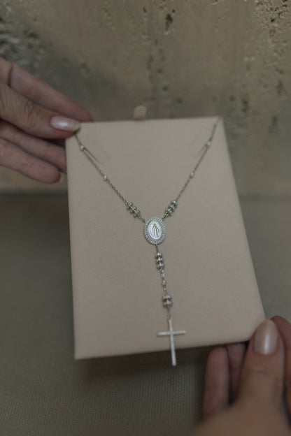 Colar Terço Nossa Senhora das Graças Prata 925