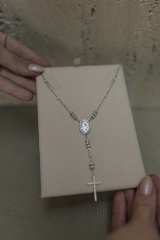 Colar Terço Nossa Senhora das Graças Prata 925