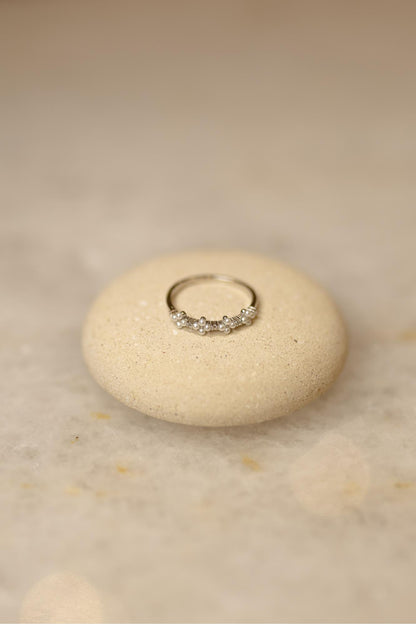 Anel Mini Pérolas Prata 925 Ródio Branco