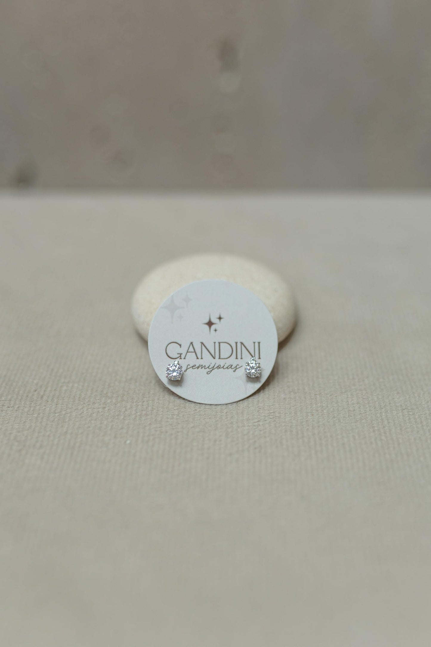 Brinco Ponto de Luz Duplo Prata 925 Moissanite 5mm  Ródio Branco