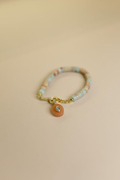 Pulseira Sunstone Água Marinha Jasper Imperial Dourado