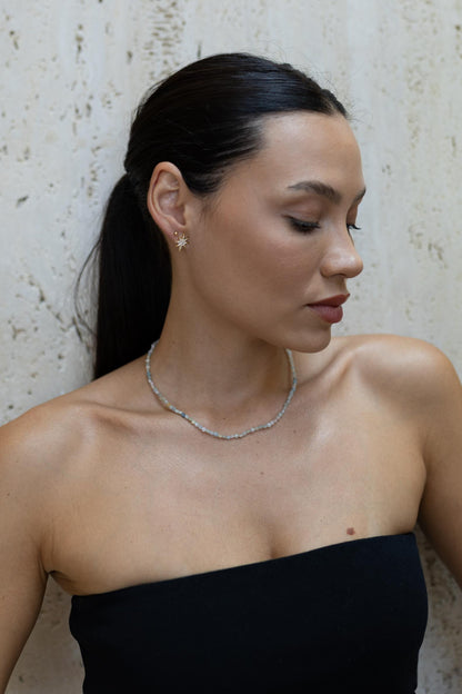 Colar Pedras Naturais Achatadas Acqua  Dourado