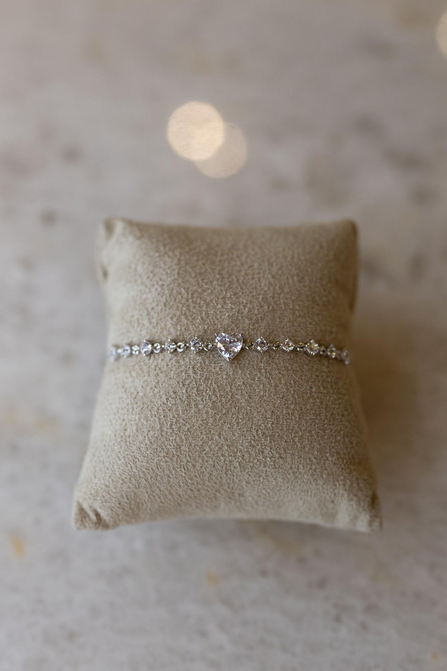 Pulseira Coração Cristal Prata 925 Ródio Branco
