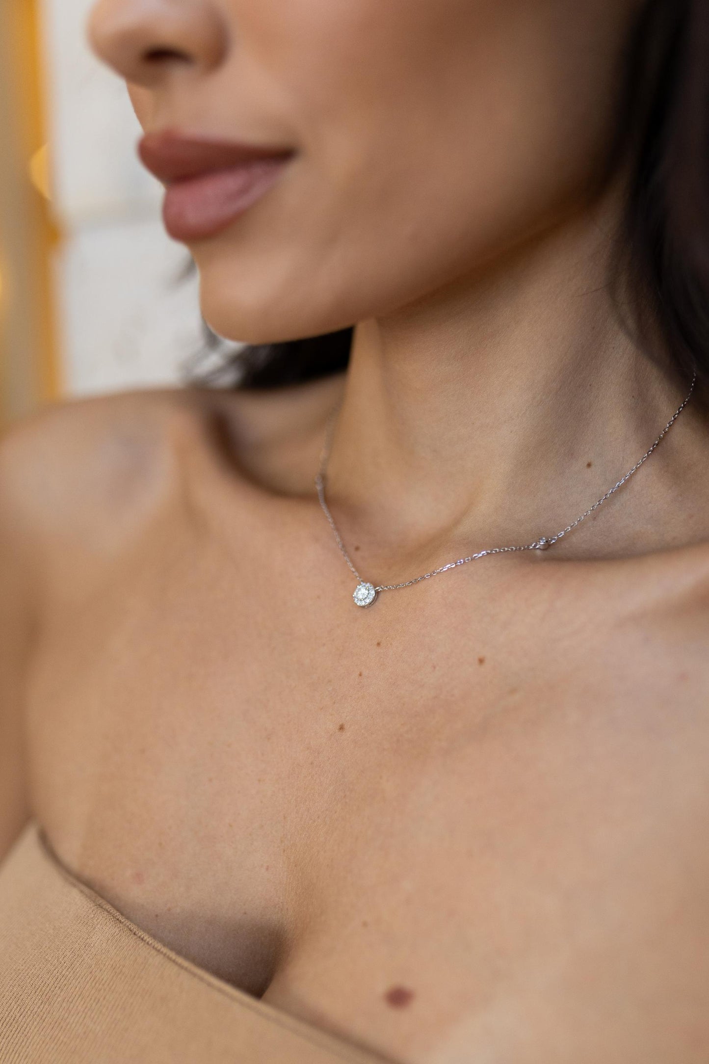 Colar Princesa Pontos de Luz Moissanite Prata 925 Ródio Branco