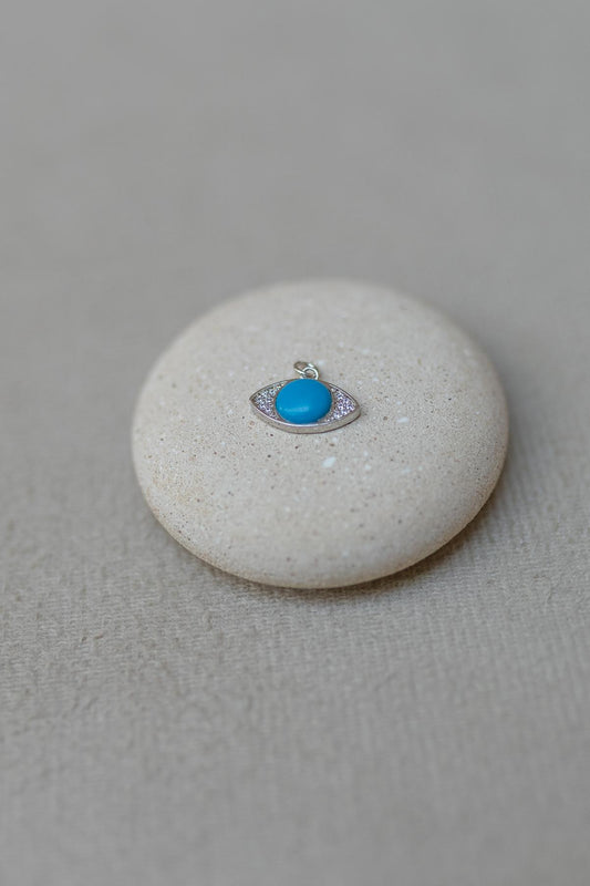 Pingente Olho Grego Cravejado Ródio Branco