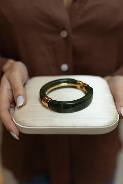 Bracelete Verde Militar Maxi Dourado