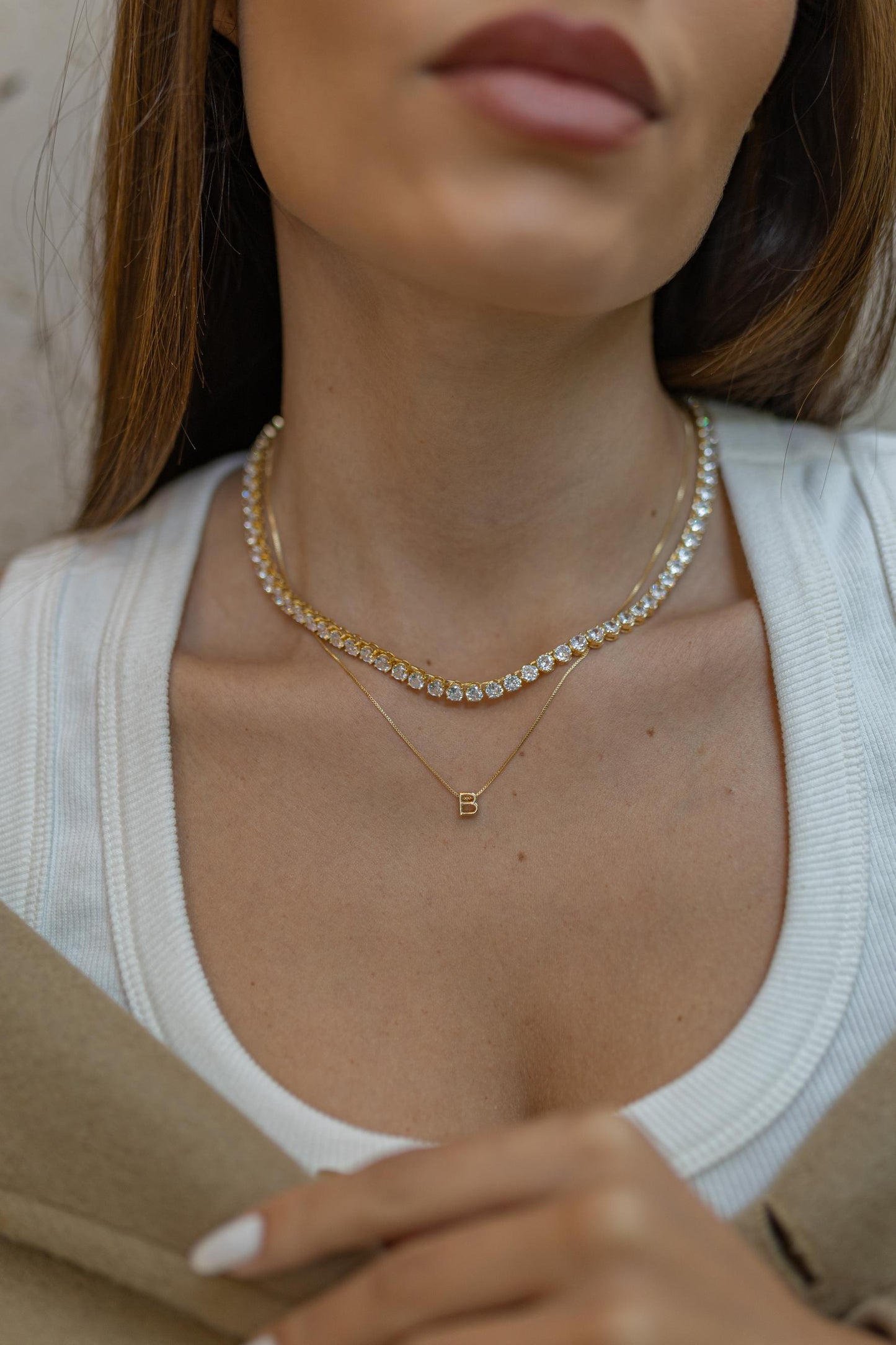 Colar Riviera 4mm 42cm Dourado