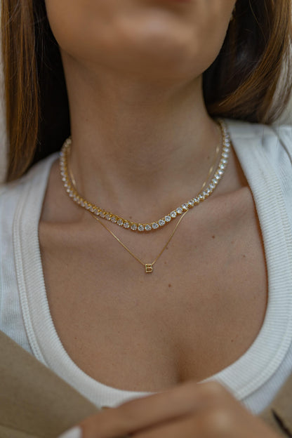 Colar Riviera 4mm 42cm Dourado