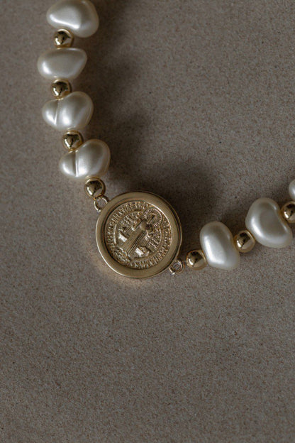 Pulseira São Bento Pérolas Dourado