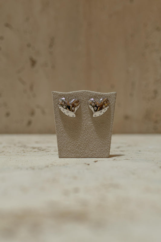 Brinco Coração Zircônia Ródio Branco