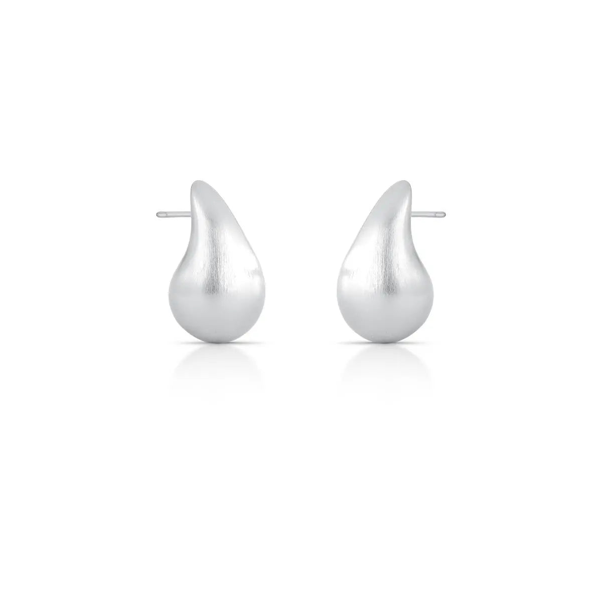 Brinco Gota Oca Menor Fosco Ródio Branco