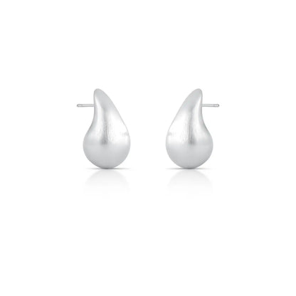 Brinco Gota Oca Menor Fosco Ródio Branco