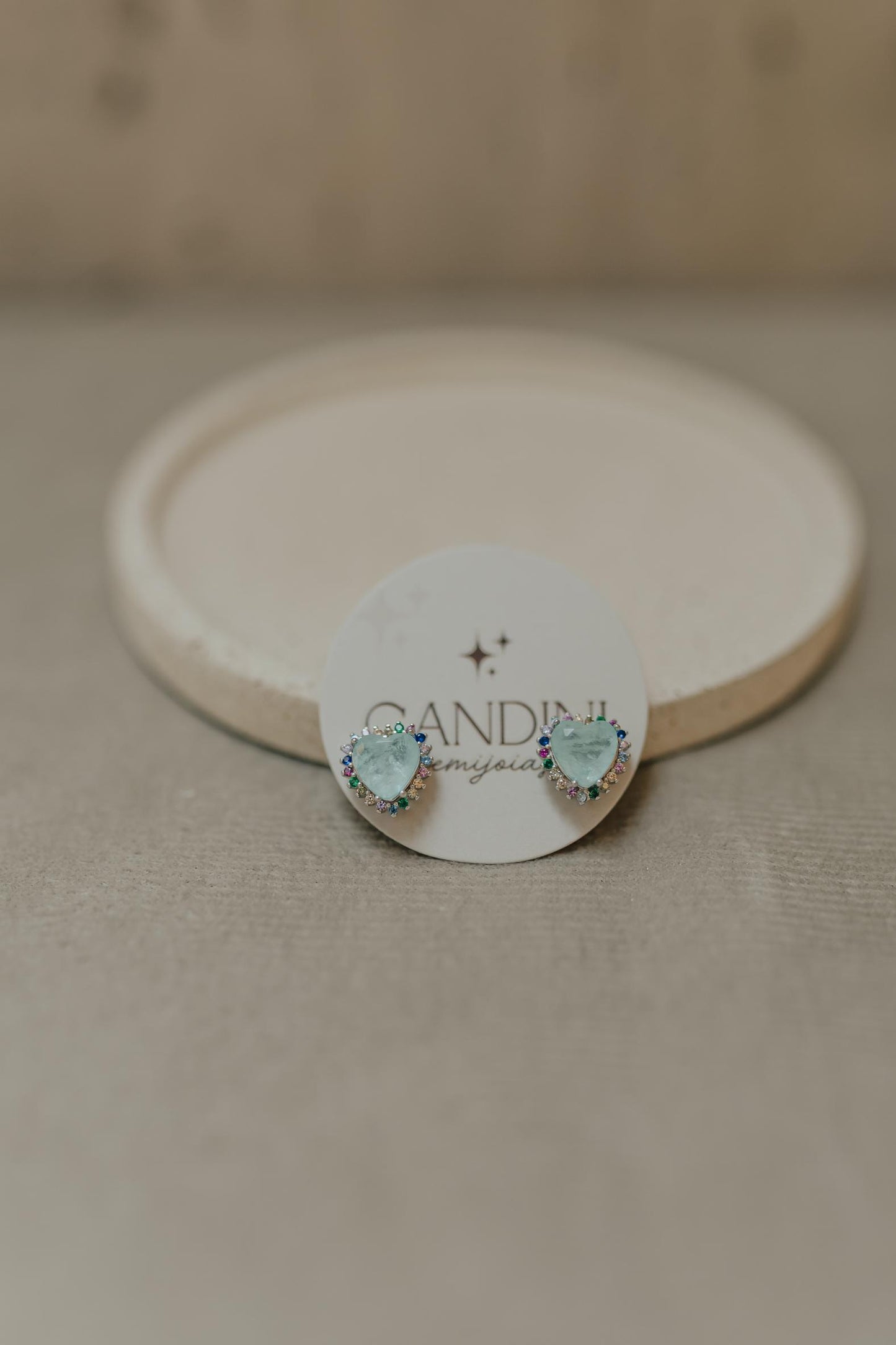 Brinco Coração Fusion Turmalina Rainbow Prata 925 Ródio Branco