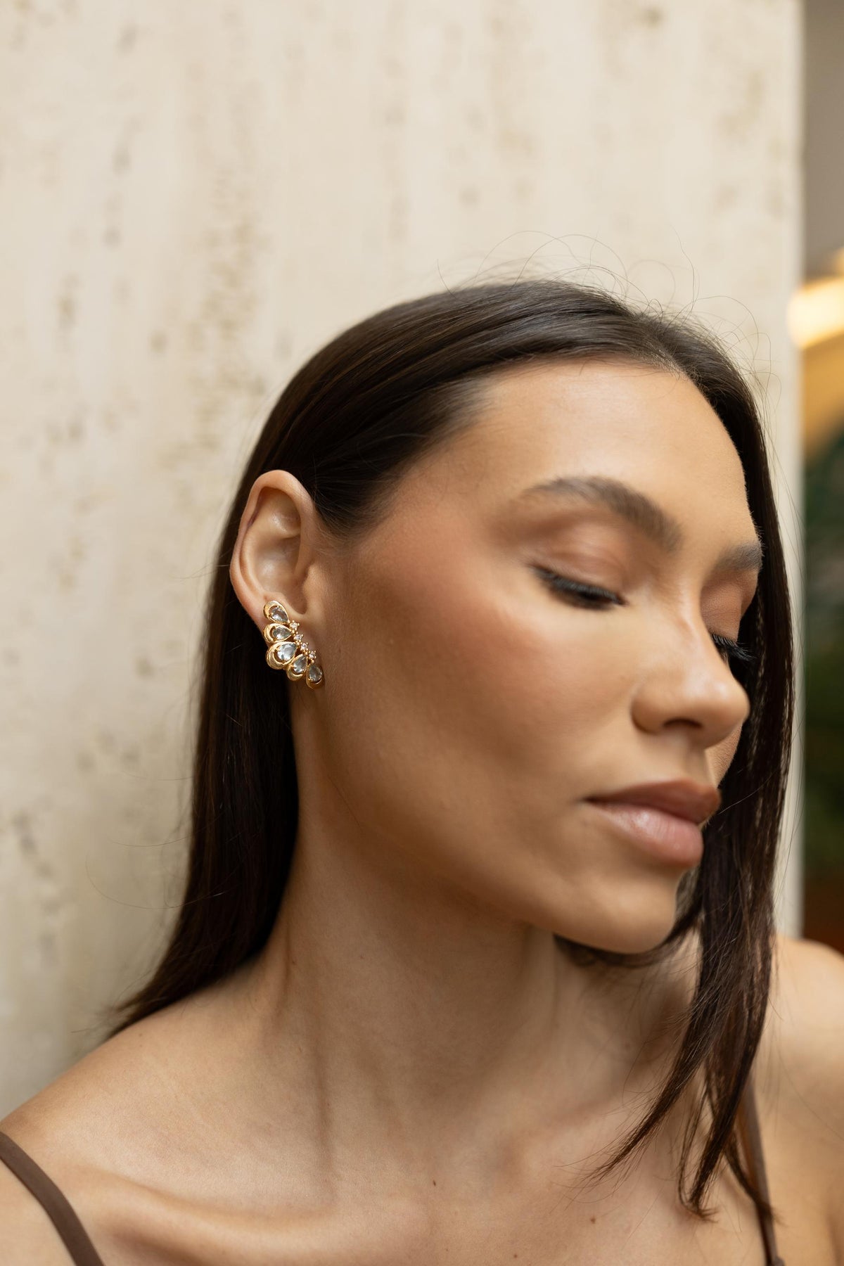 Brinco Ear Cuff Gotas e Pontos de Luz