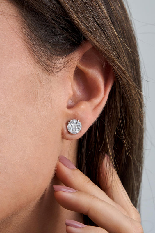 Brinco Illusion Moissanite 8mm Prata 925