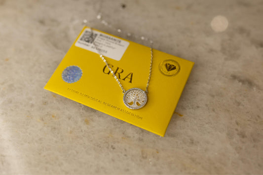 Colar Árvore da Vida Moissanite Prata 925 Ródio Branco