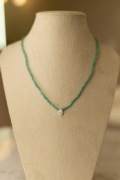 Colar Pedras Naturais Moissanite Prata 925 Ródio Branco