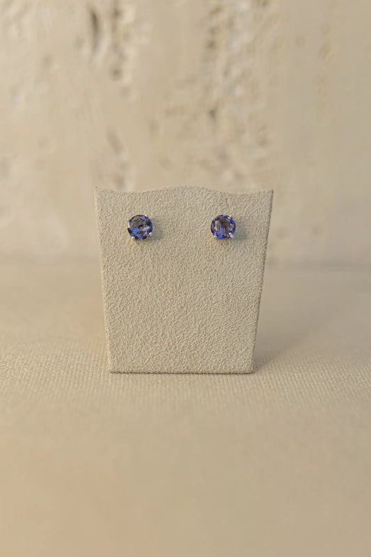 Brinco Redondo 10mm 4 Garras Tanzanita Ródio Branco