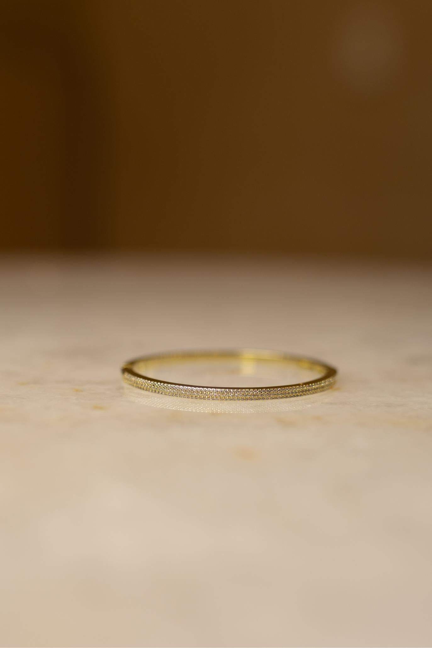Bracelete 3 Fileiras Cravejado Dourado