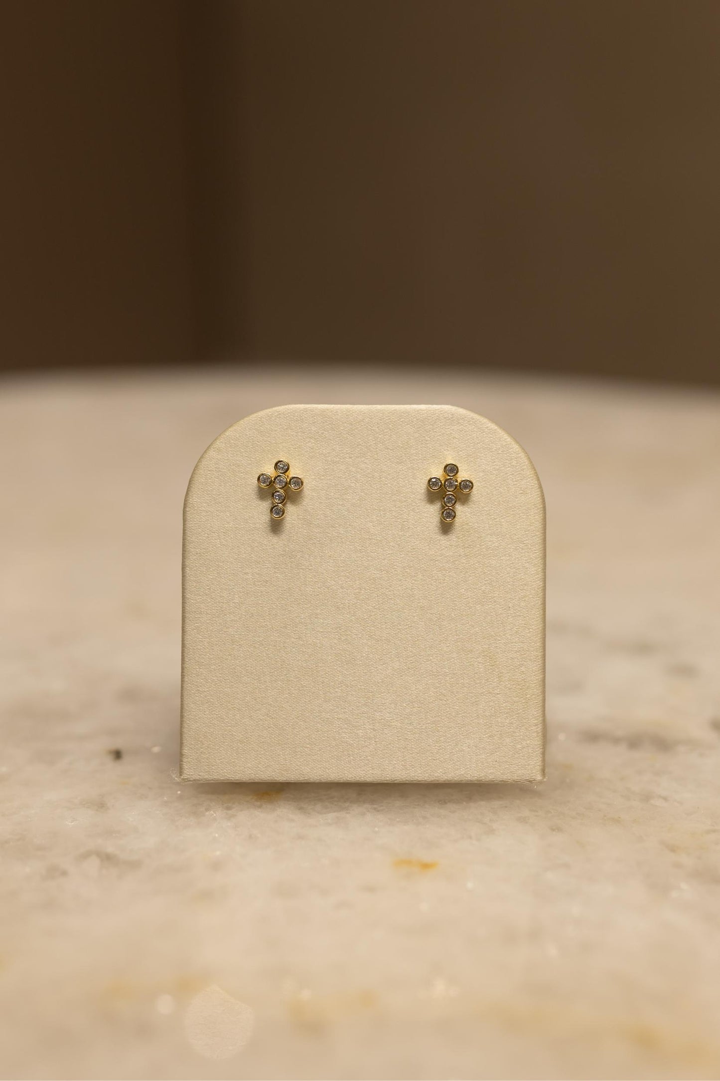 Brinco Crucifixo Confete Cristal Prata 925 Dourado