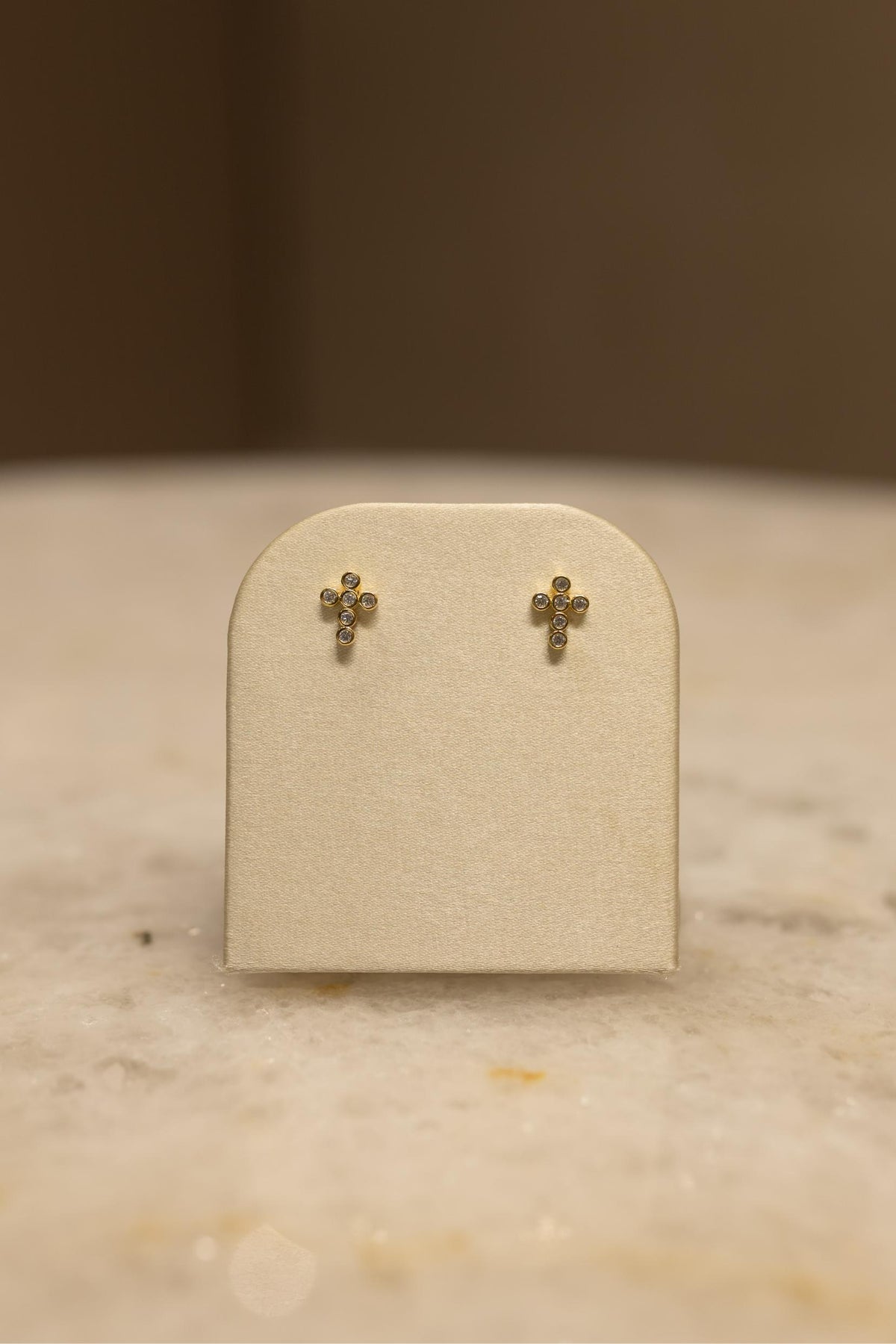 Brinco Crucifixo Confete Cristal Prata 925 Dourado