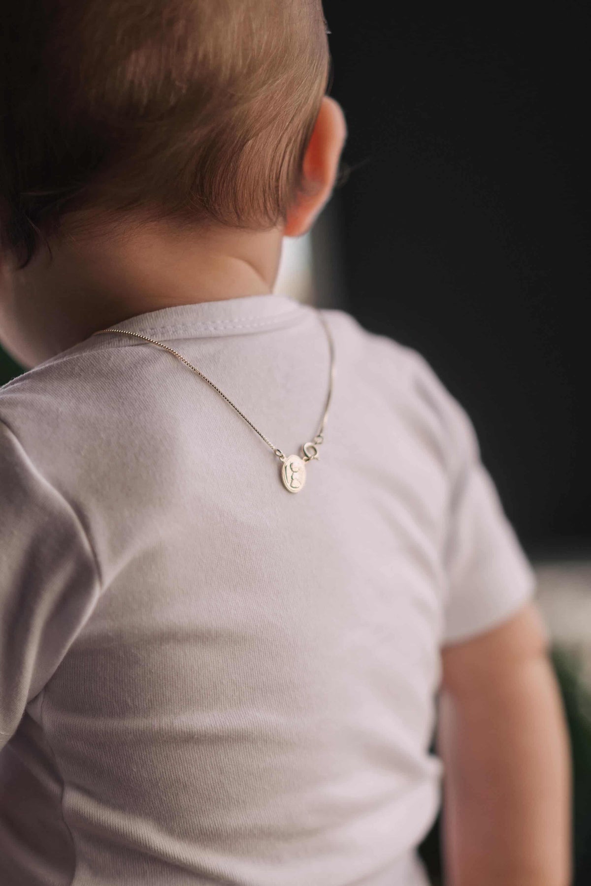 Colar Escapulário Infantil Anjo da Guarda Dourado