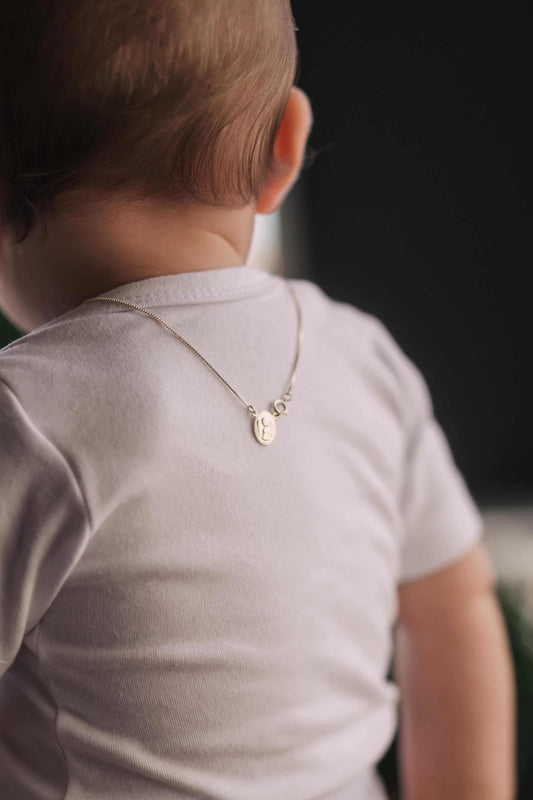 Colar Escapulário Infantil Anjo da Guarda Dourado