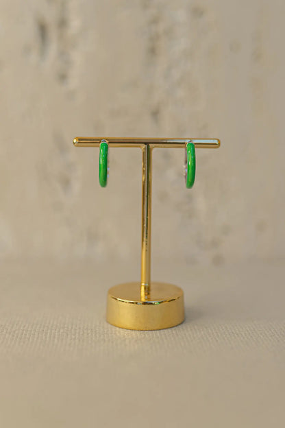 Brinco Argola Esmaltada Verde