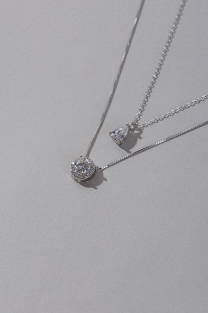 Colar Gota Moissanite Prata 925 Ródio Branco