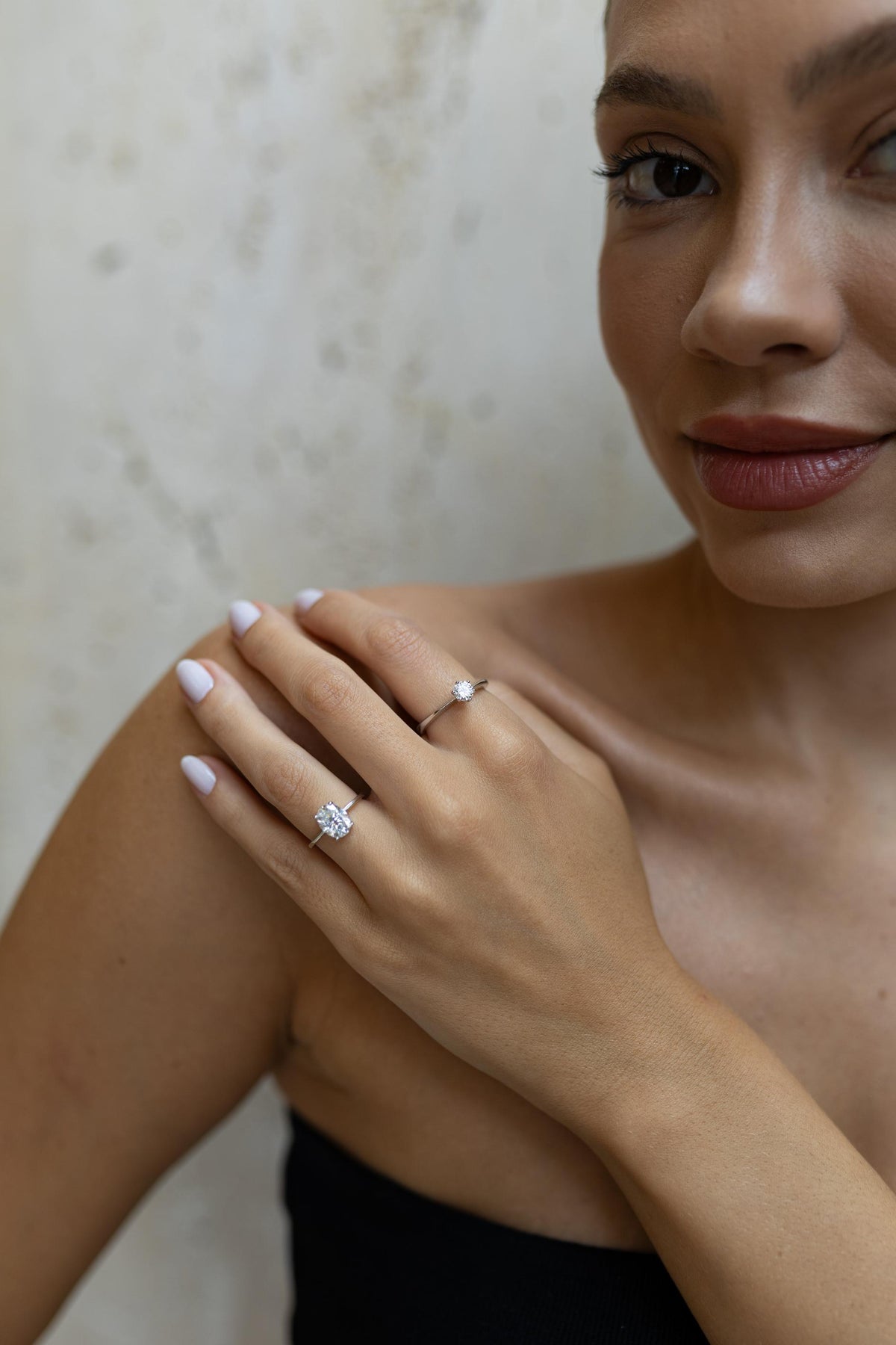 Anel Prata 925 Moissanite Oval Ródio Branco