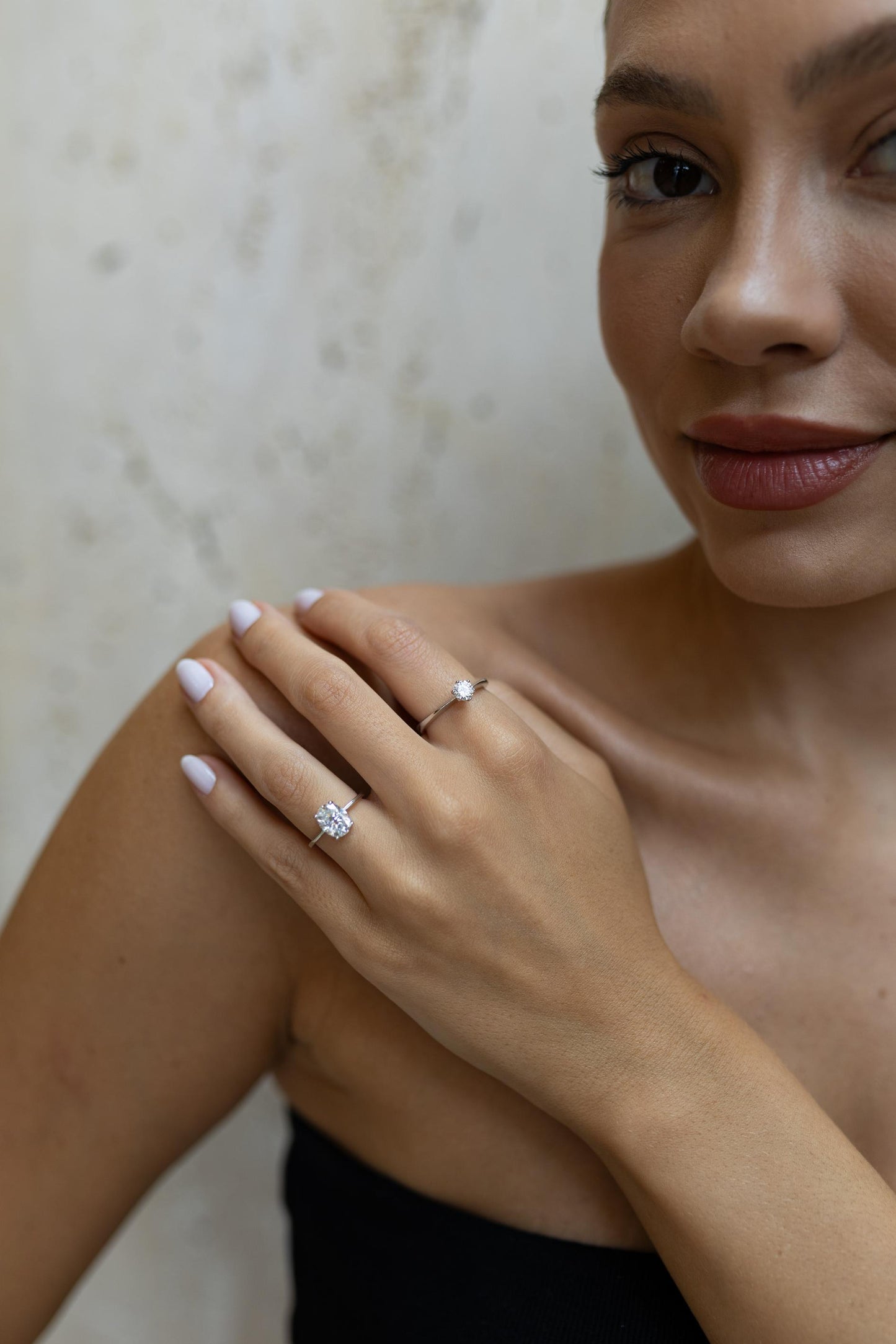 Anel Prata 925 Moissanite Oval Ródio Branco