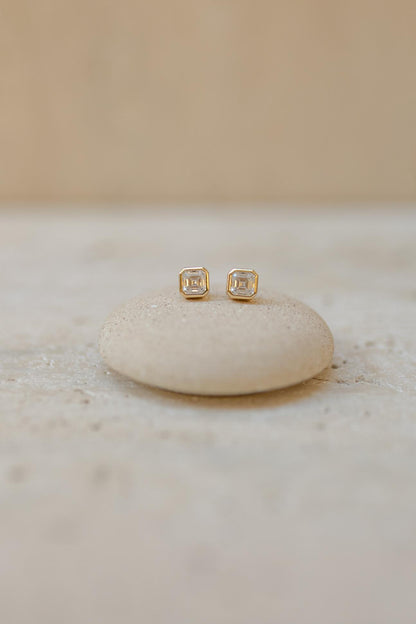 Brinco Quadrado Moissanite Prata 925 Dourado