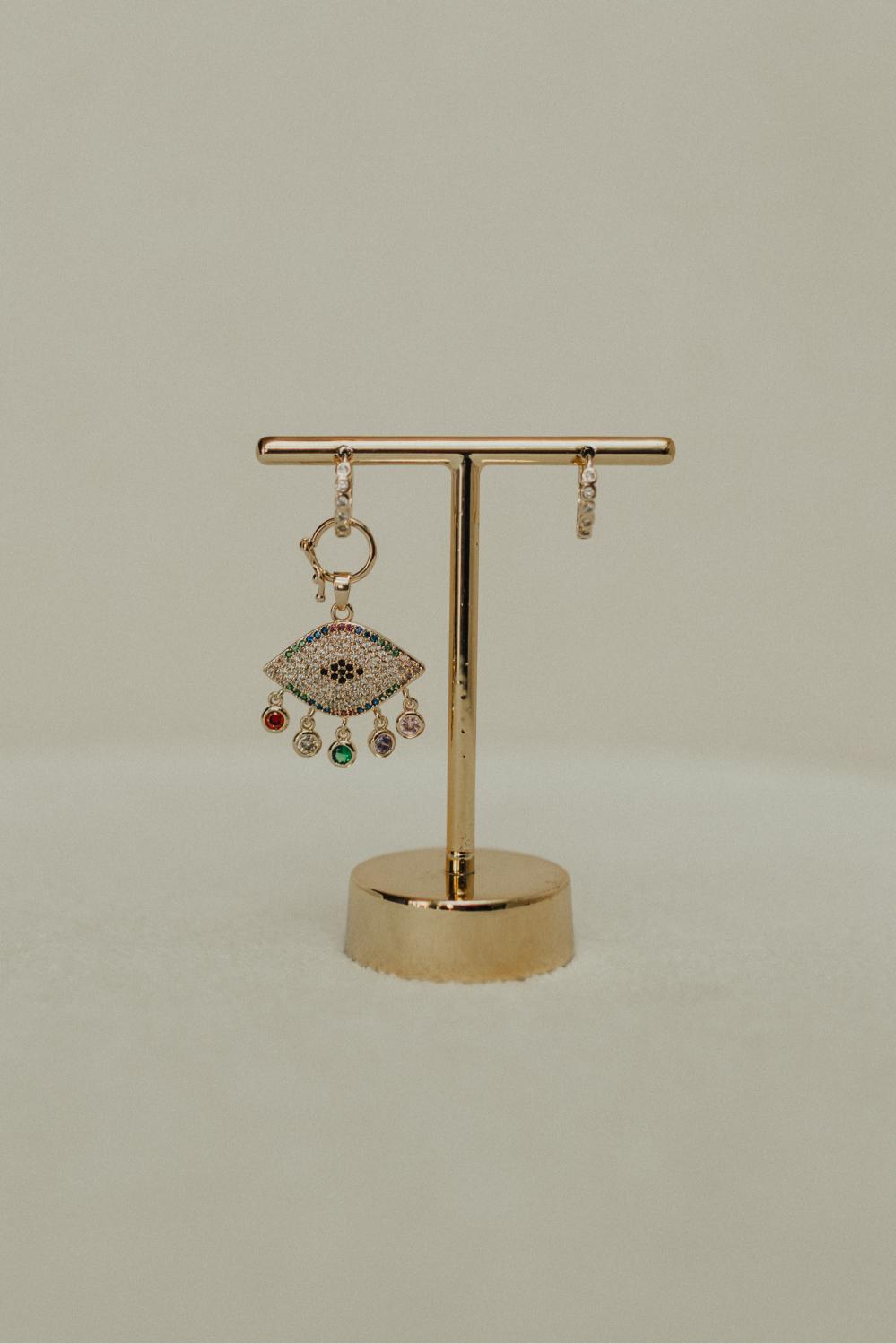 Brinco Ear Bling Olho Grego Dourado