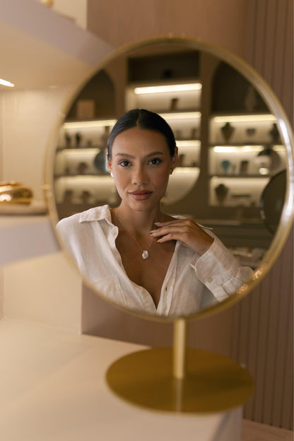 Colar Pingente de Pérola Barroca com Zircônia Dourado