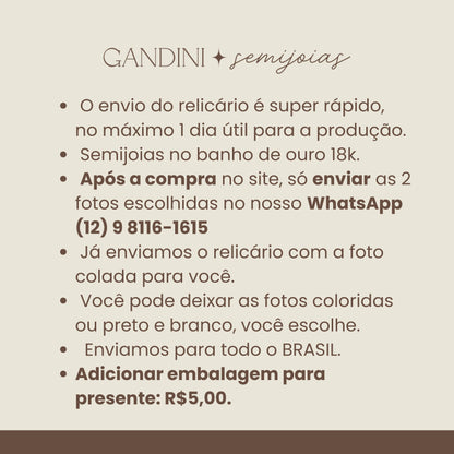 Colar Relicário Redondo Liso Dourado