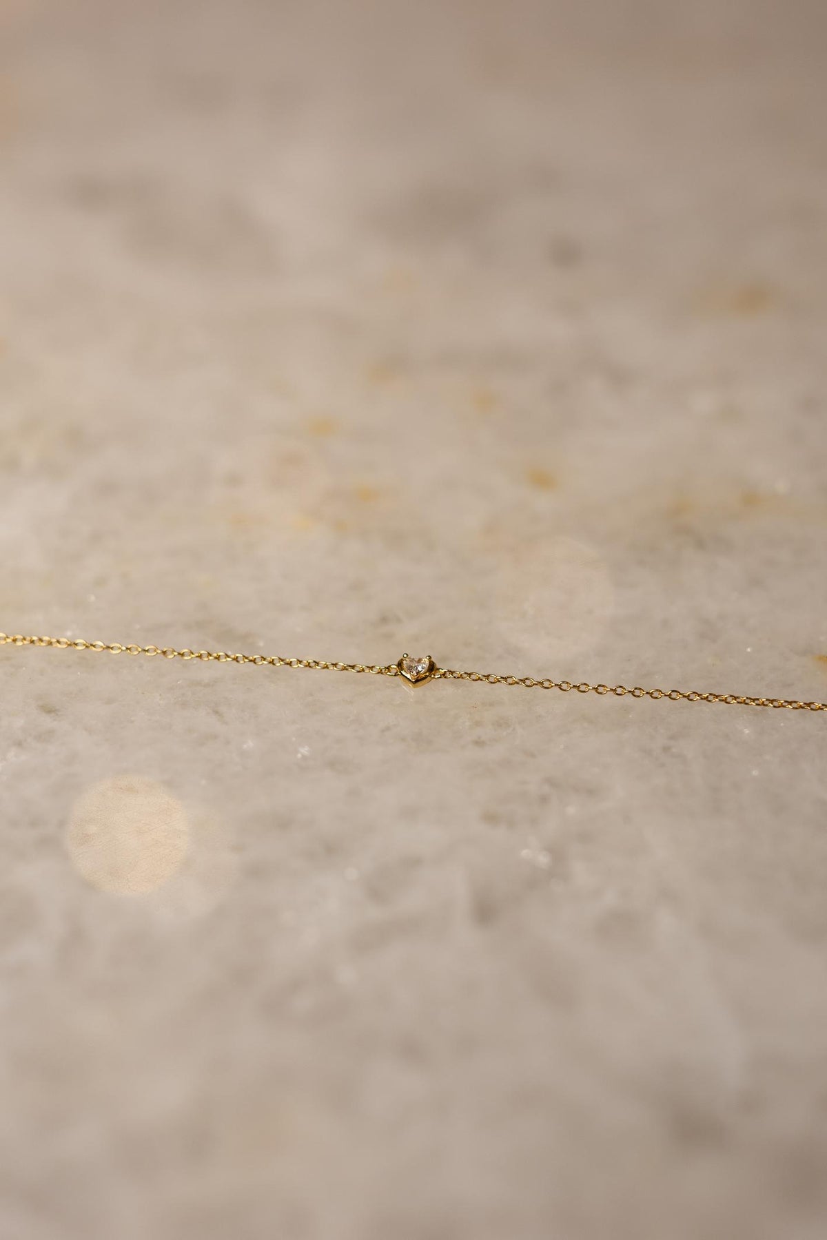 Pulseira Mini Coração Cristal Prata 925 Dourado