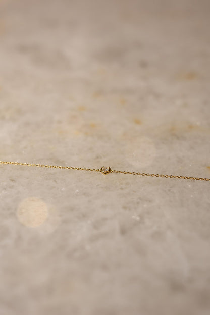 Pulseira Mini Coração Cristal Prata 925 Dourado