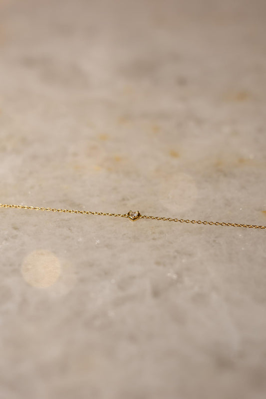 Pulseira Mini Coração Cristal Prata 925 Dourado