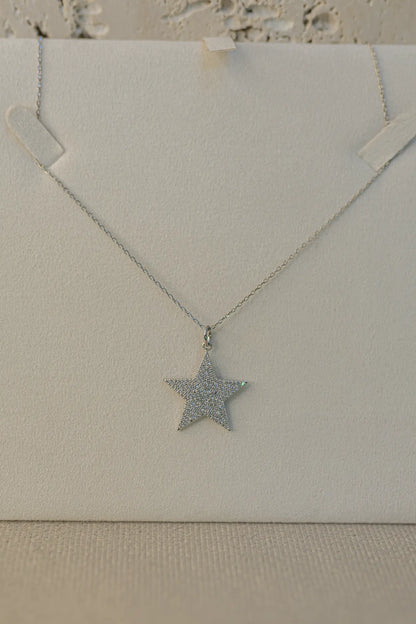 Colar Estrela Cravejado Ródio Branco