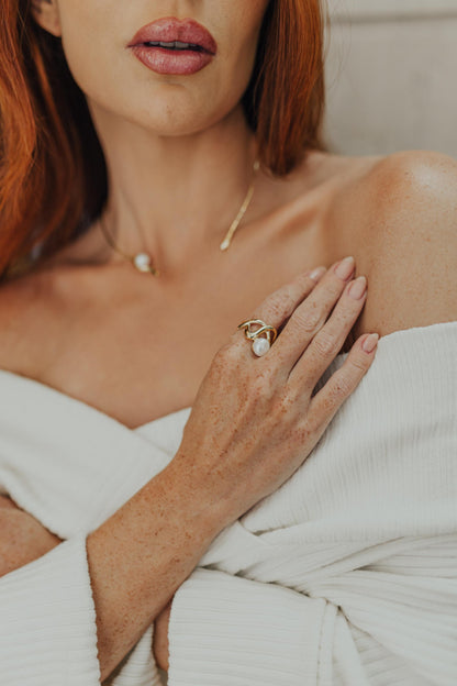 Colar Choker Aro Pérola Dourado