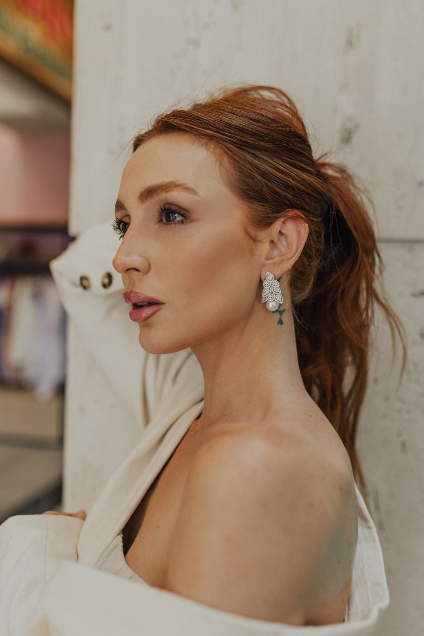 Brinco Noiva Pérola Cristal Prata 925 Ródio Branco