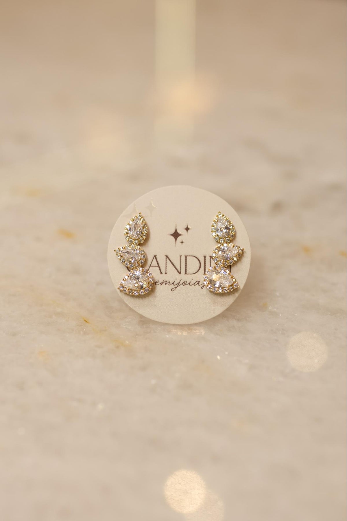 Brinco Mini Ear Cuff 3 Gotas Dourado