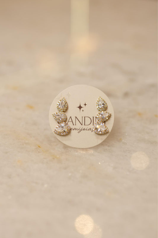 Brinco Mini Ear Cuff 3 Gotas Dourado