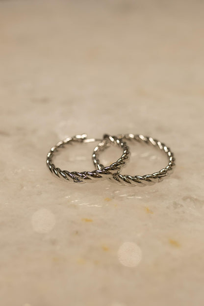 Brinco Argola Trançada Ródio Branco