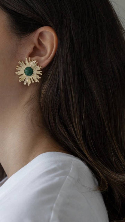 Brinco Raio de Sol Verde Dourado